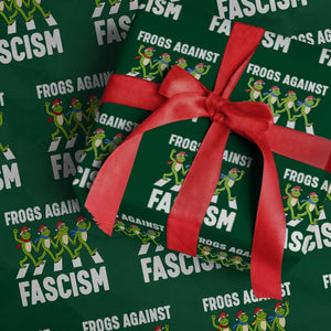 Santa Frog Against Fascism Wrapping Paper Roll Xmas Holiday Frogs Band Resistance Protest TS02 Green Print Your Wear