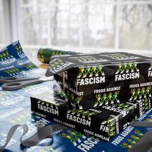 Santa Frog Against Fascism Wrapping Paper Roll Xmas Holiday Frogs Band Resistance Protest TS02 Black Print Your Wear