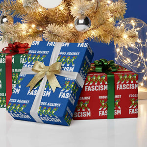 Santa Frog Against Fascism Wrapping Paper Roll Xmas Holiday Frogs Band Resistance Protest TS02 Print Your Wear