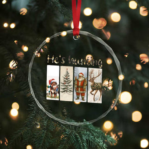 Santa Funny Xmas Hunter Look Crystal Glass Ornament He Is Hunting TS12 Print Your Wear