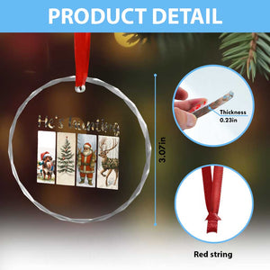 Santa Funny Xmas Hunter Look Crystal Glass Ornament He Is Hunting TS12 Print Your Wear