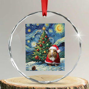 Santa Guinea Pig Starry Night Inspired Crystal Glass Ornament Funny Christmas Gift TS12 Transparent Glass 3'' Circle Print Your Wear