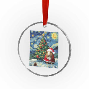 Santa Guinea Pig Starry Night Inspired Crystal Glass Ornament Funny Christmas Gift TS12 Print Your Wear