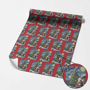 Santa Guinea Pig Starry Night Inspired Wrapping Paper Roll Funny Christmas Gift TS12 Red Print Your Wear