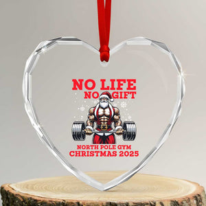 Santa Gym Christmas Heart Crystal Glass Ornament Lifting Swole Santa Ugly Xmas TS14 Transparent Glass 3'' Heart Print Your Wear