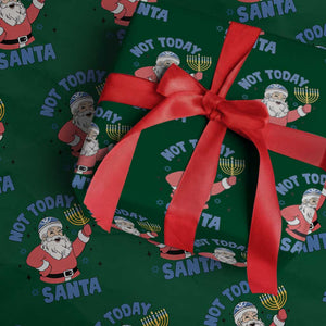 Santa Hanukkah Wrapping Paper Roll Not Today Santa Chanukah Jewish Festival Jew TS02 Green Print Your Wear