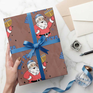 Santa Hanukkah Wrapping Paper Roll Not Today Santa Chanukah Jewish Festival Jew TS02 Mocha Print Your Wear
