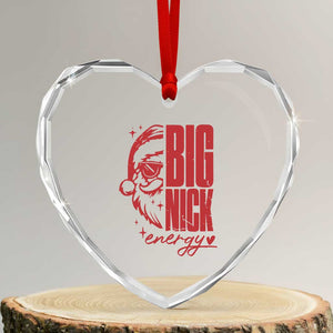 Santa Heart Crystal Glass Ornament Fun Retro Big Nick Energy TS10 Transparent Glass 3'' Heart Print Your Wear