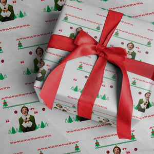 Santa I Know Him Wrapping Paper Roll Funny Elf Christmas TS14 White Print Your Wear