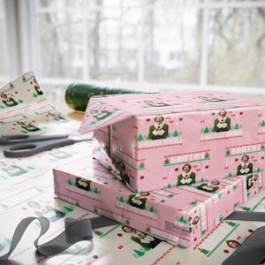 Santa I Know Him Wrapping Paper Roll Funny Elf Christmas TS14 Light Pink Print Your Wear