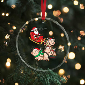 Santa Pig Sleigh Crew Crystal Glass Ornament Funny Christmas Pig Lover Gift TS12 Print Your Wear