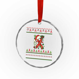 Santa Red Ribbon HIV Awareness Crystal Glass Ornament Ugly Sweater Christmas Gift TS12 Print Your Wear
