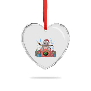 Santa Seal Playing Ice Hockey Heart Crystal Glass Ornament Funny Christmas Gift TS12 Print Your Wear