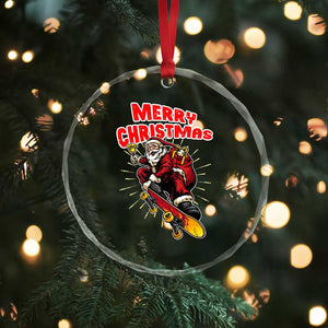 Santa Skateboarding Christmas Crystal Glass Ornament Funny Skater Xmas TS14 Print Your Wear