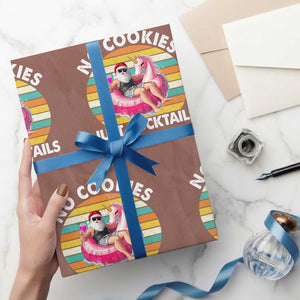 Santa Xmas In July Wrapping Paper Roll No Cookies Just Cocktails Flamingo Summer Beach Hawaii TS10 Mocha Print Your Wear