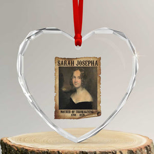 Sarah Josepha Hale Heart Crystal Glass Ornament Mother Of Thanksgiving TS11 Transparent Glass 3'' Heart Print Your Wear