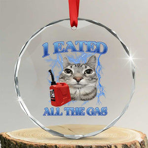 Sarcastic Cat Meme Crystal Glass Ornament I Eated All The Gas Gen Z Humor Bootleg TS10 Transparent Glass 3'' Circle Print Your Wear