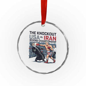 Sarcastic USA vs Iran Knockout Boxing Championship Crystal Glass Ornament Funny Political Satire Fight Night TS02 Print Your Wear