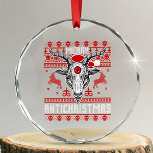 Satan Claus Merry Antichristmas Crystal Glass Ornament Pentagram Ugly Christmas Sweater Evil Pajama TS10 Transparent Glass 3'' Circle Print Your Wear