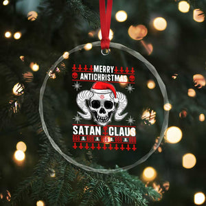 Satan Claus Skull Antichristmas Crystal Glass Ornament Dark Humor Holiday 666 Skull and Horns TS02 Print Your Wear
