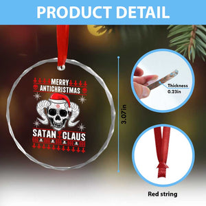 Satan Claus Skull Antichristmas Crystal Glass Ornament Dark Humor Holiday 666 Skull and Horns TS02 Print Your Wear