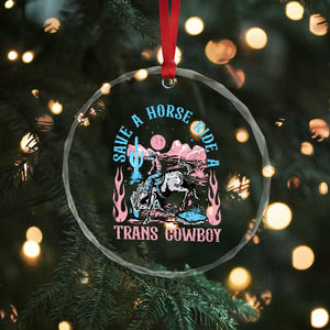Save A Horse Ride A Trans Cowboy Crystal Glass Ornament Transgender Trans Pride LGBTQ TS10 Print Your Wear