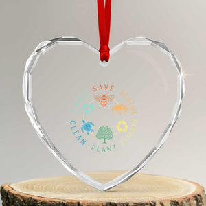 Save Bees Rescue Animals Recycle Plastic Heart Crystal Glass Ornament Earth Day Protect The Environment TS02 Transparent Glass 3'' Heart Print Your Wear