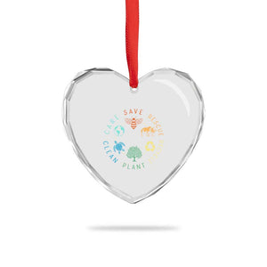 Save Bees Rescue Animals Recycle Plastic Heart Crystal Glass Ornament Earth Day Protect The Environment TS02 Print Your Wear