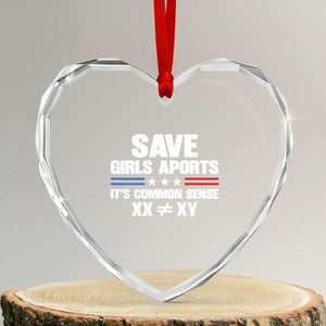 Save Girls Sports Its Common Sense XX Not Equal XY Heart Crystal Glass Ornament Biological Science Varsity Athletic Graphic