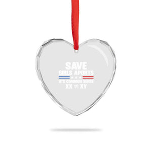 Save Girls Sports Its Common Sense XX Not Equal XY Heart Crystal Glass Ornament Biological Science Varsity Athletic Graphic
