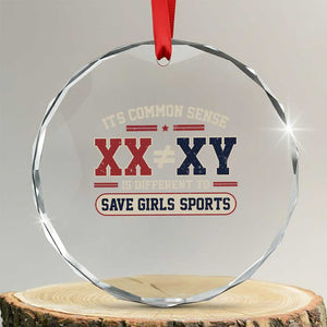 Save Girls Sports XX Does Not Equal XY Crystal Glass Ornament Biological Science Vintage Varsity Athletic Graphic