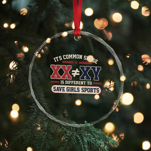 Save Girls Sports XX Does Not Equal XY Crystal Glass Ornament Biological Science Vintage Varsity Athletic Graphic