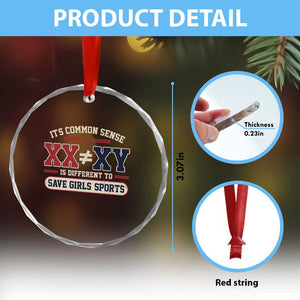 Save Girls Sports XX Does Not Equal XY Crystal Glass Ornament Biological Science Vintage Varsity Athletic Graphic