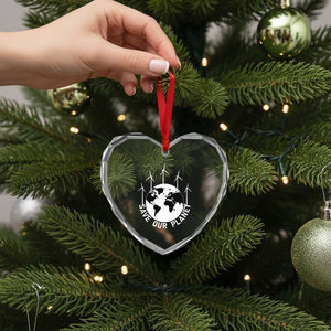 Save Our Planet Heart Crystal Glass Ornament Wind Power Electricity Earth Day 2025 TS02 Print Your Wear