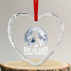 Save Our Planet Nature Lover Heart Crystal Glass Ornament Bigfoot Lives Here TS12 Transparent Glass 3'' Heart Print Your Wear