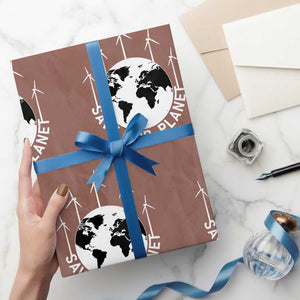 Save Our Planet Wrapping Paper Roll Wind Power Electricity Earth Day 2025 TS02 Mocha Print Your Wear