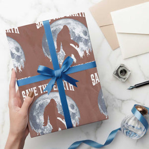 Save The Earth Bigfoot Lives Here Wrapping Paper Roll Earth Day Nature Lover TS12 Mocha Print Your Wear