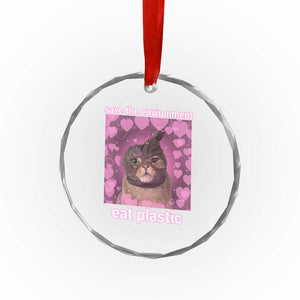 Save The Environment Eat Plastic Crystal Glass Ornament Funny Cute Cat Meme TS14 Print Your Wear