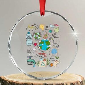 Save The Planet Crystal Glass Ornament Earth Day Protect Nature Environmental Recycling TS02 Transparent Glass 3'' Circle Print Your Wear