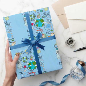 Save The Planet Wrapping Paper Roll Earth Day Protect Nature Environmental Recycling TS02 Light Blue Print Your Wear