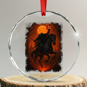 Scary Pumpkin Headless Horseman Halloween Crystal Glass Ornament TS10 Transparent Glass 3'' Circle Print Your Wear