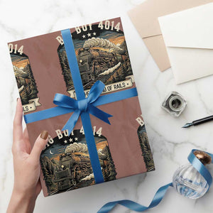 Scenic Mountain Steam Train Graphic Wrapping Paper Roll Legend of the Rails Heritage Pride TS02 Mocha Print Your Wear