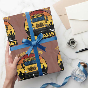 School Bus Driver Wrapping Paper Roll Student Delivery Specialist TS14 Mocha Print Your Wear