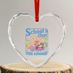 School's Out For Summer Heart Crystal Glass Ornament Funny Raccoon Last Day of School Teacher TS14 Transparent Glass 3'' Heart Print Your Wear