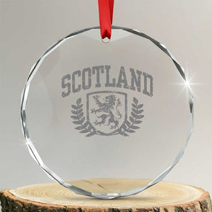 Scotland Lion Rampant Distressed Crest Crystal Glass Ornament Scottish Heritage Monochrome Laurel Wreath Vintage Graphic
