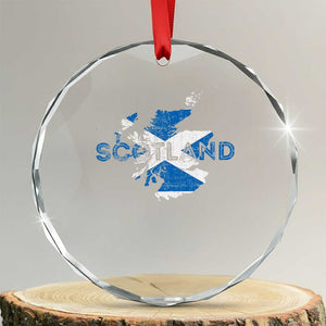 Scotland Map Saltire Flag Scottish Heritage Crystal Glass Ornament Vintage Country Pride