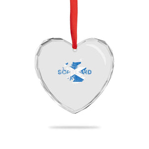 Scotland Map Saltire Flag Scottish Heritage Heart Crystal Glass Ornament Vintage Country Pride