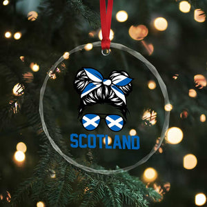 Scotland Messy Bun Hair Saltire Flag Ribbon Bow Crystal Glass Ornament Scottish Pride for Girls Women TS02 Print Your Wear