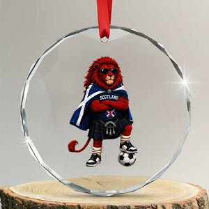Scotland Rampant Lion Soccer Fan Crystal Glass Ornament Scottish Pride Red Lion in Kilt with Sunglasses Football