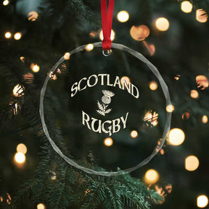 Scotland Rugby Distressed Vintage Traditional Thistle Crystal Glass Ornament Sports Fan Game Day